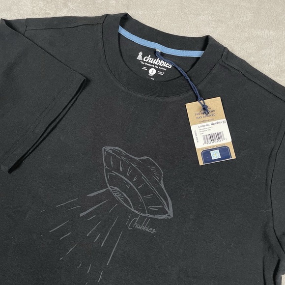 Chubbies Shirt Men's Small Black The Out Of Space UFO Oversized Tee Thick Cotton - Picture 1 of 8